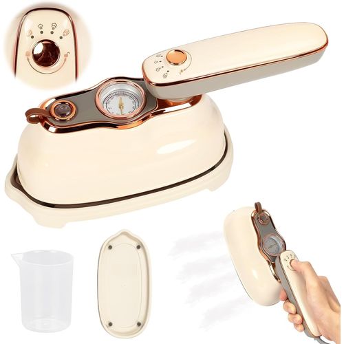 KALANKA-Plancha Vertical Vapor, 1200W Pliable Portable Plancha de Viaje, Plancha Vapor avec Réservoir d'eau 200 ml, Utilisation à Sec ou Humide,15s De Chauffage Rapide, 2 Modes de Repassage, Beige