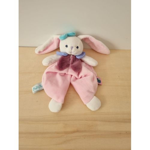 Doudou Lapin Blanc Rose Violet Bleu Baby Nat'