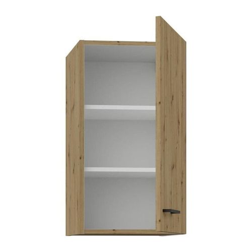 Modena - Meuble Haut - 1 Porte - 40 X 31 X 72 Cm - Chêne Artisan / Noir Mat
