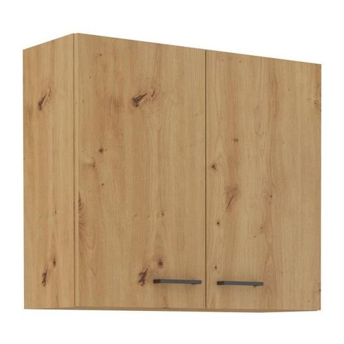 Modena - Meuble Haut - 2 Portes - 80 X 71,5 X 31cm - Chêne Artisan / Noir Mat