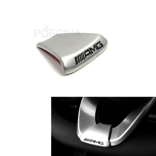 Emblème Amg Volant Interieur Mercedes Benz Gris Chrome Silver 45x45x20mm