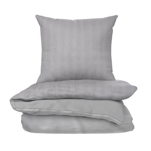 Parure De Lit 240x220 Cm Gris Clair 100% Coton Housse De Couette + 2 Taies D'oreiller 65x65 Cm Tex Home