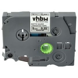 vhbw Ruban remplacement pour Brother TZE-M921 pour imprimante d'étiquettes 8m x 9mm Noir sur Argent mat