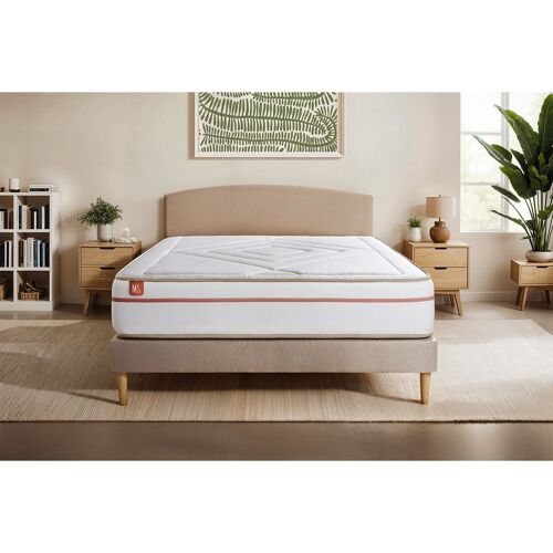 Ensemble LE PAISIBLE 90x200cm Memoire de forme BioVisco - Ep. 24cm + sommier Beige