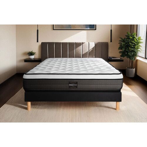 Ensemble Suite 90x190 Ressorts ensaches, memoire de forme 5 zones sommier noir