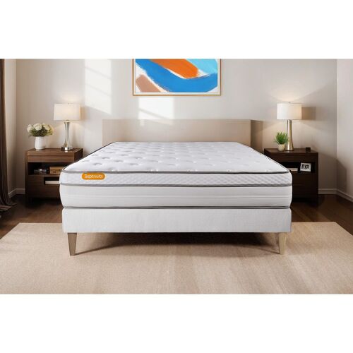 Matelas + sommier 90x200 Memo Luxe Ressorts ensachees + memoire de forme 5 zones de confort MAXI epaisseur
