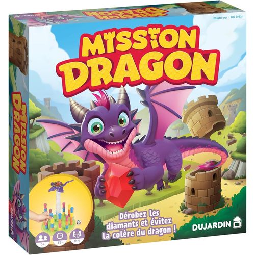 ChenQuanSarl-Mission Dragon | Jeu De Société Enfant | Jeu D'Action, Adresse Et Construction | Vole Les Rubis Avant De Réveiller Le Dragon Destructeur | Jeu Familial Amusant | 2 À 4 Joueurs | Dès 5 An