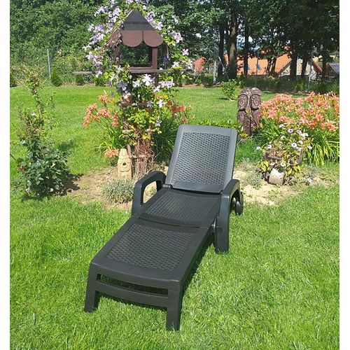 Chenquansarl-Bain Au Soleil Saturno, Bain Au Soleil De Jardin Réglable Avec Accoudoirs, Cha Longue D'extérieur, 100% Made In Italy, 190x46h70 Cm, Anthracite