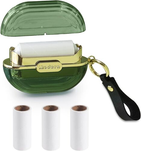 ChenQuanSarl-Rouleau Anti-Peluches De Voyage Double Face Avec Dragonne, Réutilisable, Mini Extra Collant Pour, Avec 4 Recharges, Vert