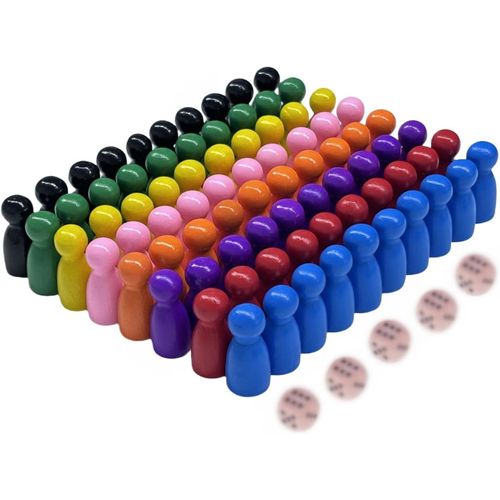 ChenQuanSarl-80Pcs Pions En Bois Personne, Pions En Bois Pour Jeux De Société, Pions Pour Jeux De Société, Pions De Jeu En Bois, Figurines De Jeu Colorées, Cônes Halma En Bois Et 5 Dés De Jeux, Aux R
