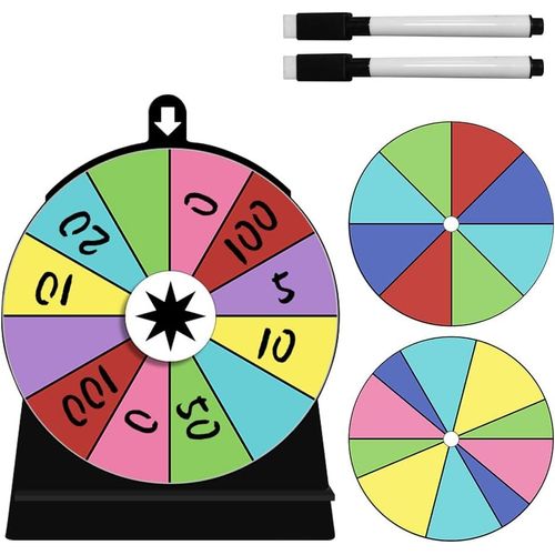 Chenquansarl-1 Set Roue De La Fortune, Roue De Prix Tournante Avec 2 Marqueur, Roue De Loterie, Prize Wheel, Roue De La Fortune Personnal R Pour Jeux De Loterie, Jeux De Mots, Carnaval