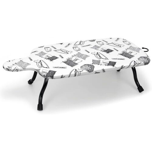 MEVRONISSHOP-Table à Repasser,Petite Planche à Repasser avec Housse 100% Coton,Pieds Pliants et Compact,Idéal pour Voyage, Caravanes et Appartements,77×40cm