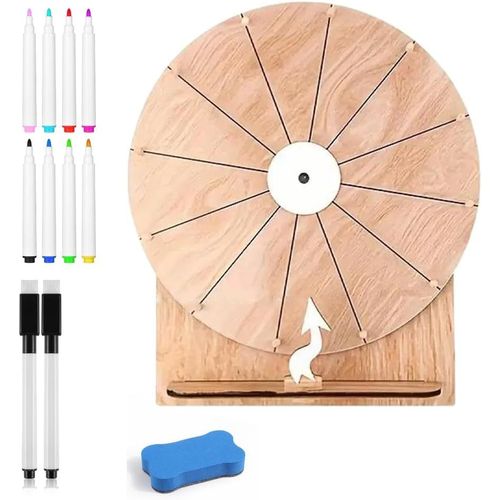Chenquansarl-Roue De La Fortune,Roue De Jeu De Mariage De 30cm,Kit De Roue De Récompense,12 Slots Roue De Loterie,Roue De Fortune Avec Gomme Et Marqueur,Pour Jeux De Loterie,Jeux De Mots,Carnaval,Fêt