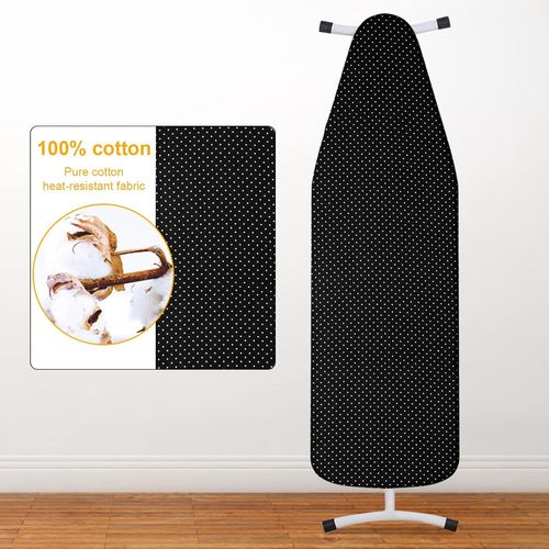 SJZG-Housse Table À Repasser,Housse De Table À Repasser Easy Fit,Housse De Table À Repasser Élastique, Lavable En Machine,Housse De Table À Repasser Extra Large 100% Coton,Pois Noirs,135 X 56 Cm