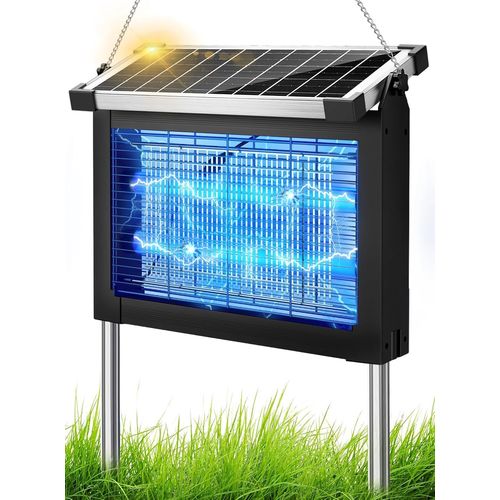 ASFASFq-Anysun Tue Mouche Electrique, Solaire Piege a Moustique Exterieur, Lampe Moustique Exterieur 4500v, Anti Moustique Jardin Rechargeable USB, Lumiere Anti Moustique pour Le Camping, la Maison,