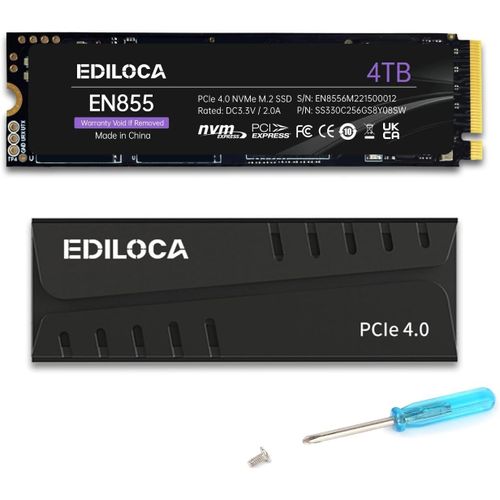 Chenquansarl-Ssd De Jeu Interne Avec Dissipateur Thermique, 4 To Jusqu'à 7 400 Mo/S, Pcie Gen4, Nvme1.4 M.2 2280, 3d Nand Tlc, Disque Dur Ssd Interne, Cache Dram 4 Go, Compatible Avec Ps5 Et Pc (En85