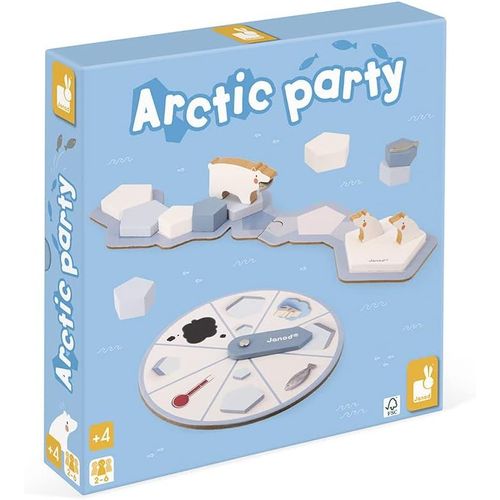 ChenQuanSarl-Arctic Party - Jeu De Société Enfant Collaboratif - Thème Ours Polaires - Jeu De Plateau Bois Et Carton - 2 À 6 Joueurs - Certifié Fsc - Dès 4 Ans, J02469, Bleu, Blanc