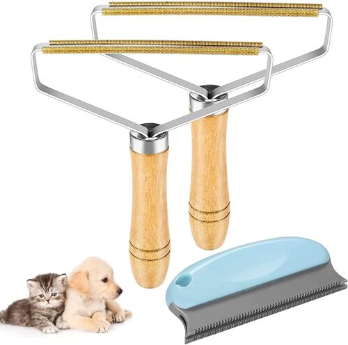 KALANKA-Rasoir Anti Bouloche Manuel, 3 Pièces Nettoyeur de Peluche réutilisable, Portable Lint Remover, Brosse Manuel Anti Poil, Peigne en Laine pour Animaux Canapé Vêtements Coat Et Carpet