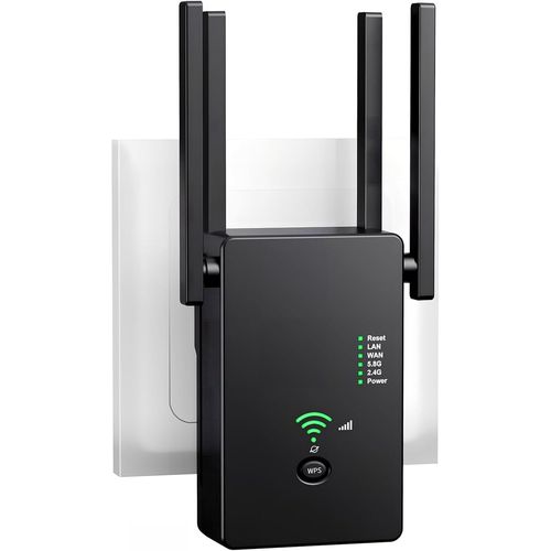Répéteur Wi-Fi 1200 Mbit/S Double Bande 2,4 Ghz + 5 Ghz Amplificateur Wifi Booster Wifi Extension De Portée Wifi 1200 Mbps, Avec 4 Antennes Pivotantes, Avec Répéteur/Routeur/Point D'Accès (N[Z151]