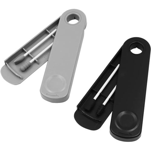 Chenquansarl-Lot De 2 Cotons Tiges Réutilisable En Silicone Lavables Et Portables À Double Pointe Pour Le Maquillage Et Le Nettoyage Des Oreilles (Noir + Gris) 