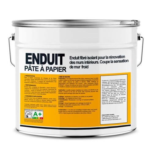 Pâte à papier à base de fibres naturelles, enduit décoratif intérieur, thermo-isolant, correcteur acoustique ECRAN77 15 Kg