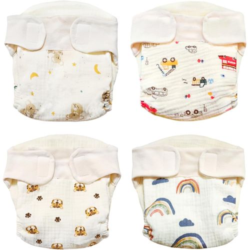 Chenquansarl-Lot De 4 Culottes D'apprentis En Tissu Pour Bébé - Couches En Tissu Lavables Et Réutilisables Pour La Plupart Des Bébés Et Des Tout-Petits (5 À 9 Kg)