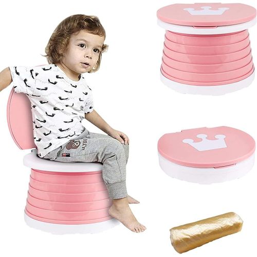 Chenquansarl-Bébé Pot Toilette Garçon Fille Toilette Pliable Pour Antidérapants Dossier Haut Fauteuil Extérieur Camping Confortable Voyages Toilettes Trainer (Rose)
