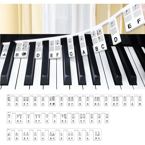 Étiquettes De Notes De Piano,Autocollant Piano Convient Aux Pianos À 88 Touches,Notes De Clavier De Piano Amovibles En Silicone,Aide Pour Les Débutants,Réutilisable