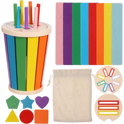 ChenQuanSarl-Montessori Jouet À Partir De 1 An Jouet À Motricité 3 En 1 Jouet En Bois Jouet Pour Enfants Tout-Petit Jouet Sensoriel Couleur Forme Jouet De Tri Pour Enfants 0-6 Ans