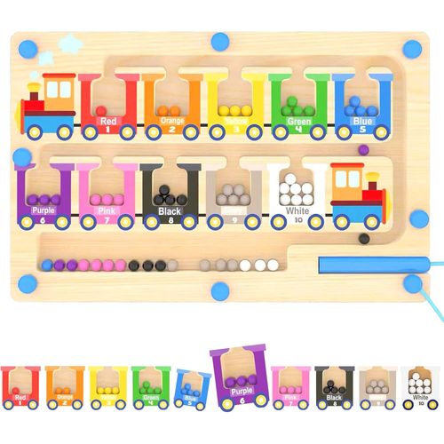 ChenQuanSarl-Jeu Magnétique, Montessori À Partir De 2, 3, 4, 5, 6 Ans, Jeu Magnétique, Labyrinthe À Partir De 2 À 6 Ans, Apprendre Les Chiffres Et Les Couleurs, Jouet De Motricité, Cadeau Pour Filles