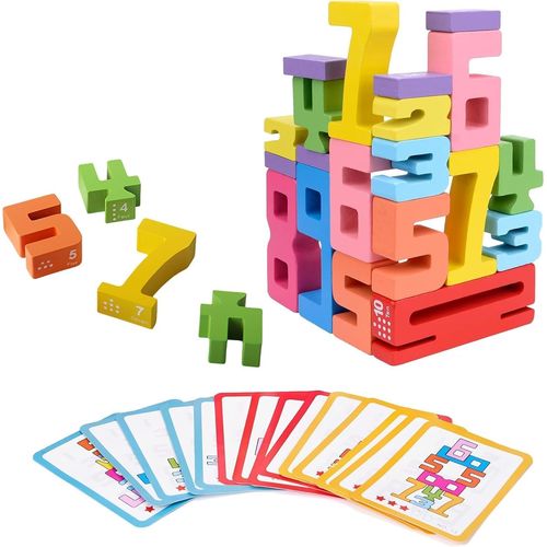 ChenQuanSarl-Lot De 35 Blocs De Construction Numérotés En Bois - Jeu D'Empilage Pour Enfants À Partir De 3 Ans