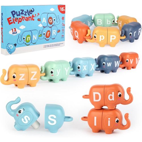 ChenQuanSarl-Lot De 13 Jouets Assortis Éléphants Pour Les Tout-Petits, Jouets Éducatifs Pour Enfants De 2 Ans, Jouets De Tri Et D'Empilage, Loys D'Apprentis Pour Les Tout-Petits De 2 À 3 Ans, Cadeaux