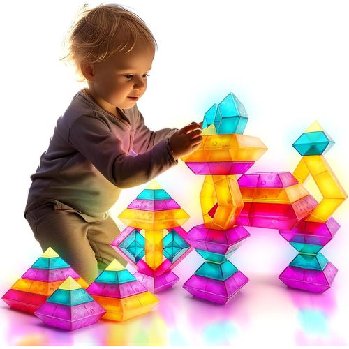 ChenQuanSarl-Lot De 30 Blocs De Construction Pour Enfants À Partir De 2, 3, 4, 5, 6 Ans, Pyramide, Jouets Empilables, Blocs Colorés, Jouets Stem Pour Garçons Et Filles