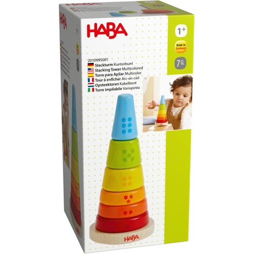 ChenQuanSarl-Tour À Empiler Multicolore - Jouet De Motricité Avec Anneaux Empilables Colorés - Jouet En Bois Pour Bébé - Fabriqué En Allemagne - Dès 12 Mois ¿ 2010995001