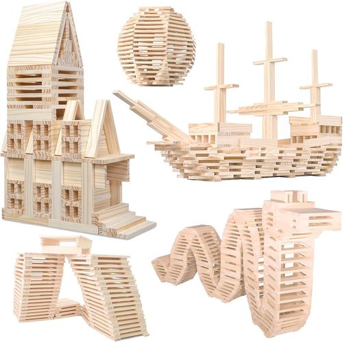 ChenQuanSarl-Briques De Construction En Bois - Jouet Sensoriel Pour Enfants - Kit De Jeu Montessori Stèm Avec Bois De Pin Naturel - Formes Créatives Pour L'Apprentis Préscolaire Éducatif - Jeu D'Empi