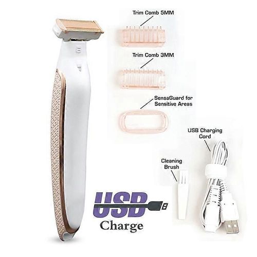 Rasoir Et Tondeuse Rechargeables Pour Femmes, Blanc/Or Rose