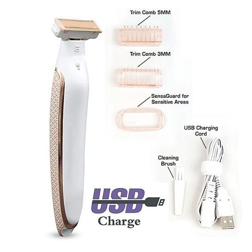 Rasoir Et Tondeuse Rechargeable Pour Femme Flawless Body - Blanc/Or Rose