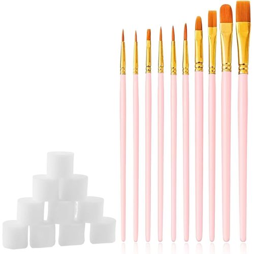 Chenquansarl-Lot De 10 Pinceaux D'artiste Pour Peinture Acrylique Pour Enfants - Éponges De Maquillage Pour Enfants - Kit De Pinceaux De Maquillage Pour Peinture Corporelle Débutants Et Peintures 