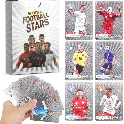 Chenquansarl-World Cup Lot De 55 Cartes Star De Football, Uefa Champions League, Cartes De Football À Collectionner, Pour Enfants À Collectionner Pour Fans, Enfants, Adolescents, Adultes, Argent