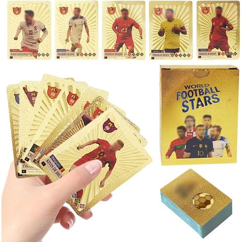Chenquansarl-55 Pièces Cartes Star Coupe Du Monde, Cartes De Football Carte Football Or Gold Cartes De Football Uefa Champions League Cartes À Collectionner Pour Fans, Enfants, Adolescents Et Les Adu