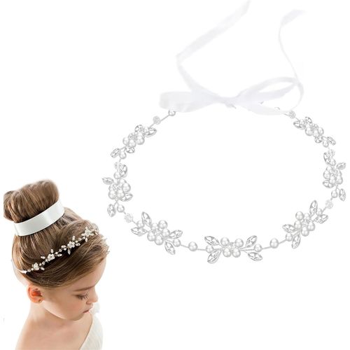 Kalvd-Serre-Tête Pour Première Communion Fille,Perles Accessoires De Cheveux Fille Pour Mariage,Couronne De Fleurs Cheveux,Accessoires Cheveux Communion Fille,Couronne De Fleurs Cheveux Enfant