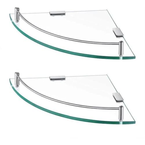 Étagère Murale - Kes - Verre Trempé - Acier Inoxydable - Salle De Bain - Design Contemporain