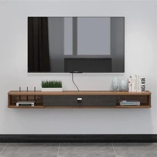 Étagère Tv Flottante - Eois - Meuble Tv Suspendu - Bois - Marron - Contemporain