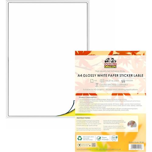 Tianyi-50 Feuilles Papier Autocollant A4 Blanc Mat, Auto-Adhésif, Étiquettes Personnalisables Pour Impression Jet D'encre & Laser, Séchage Rapide