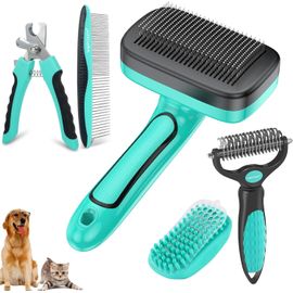 Jgd-Kit De Brosse Pour Chien Ensemble De Toilettage 5 En 1 Pour Petits Animaux, 5 Brosses Autonettoyantes Pour Chiots Et Peigne Pour Animaux De Compagnie Pour Chiens De Taille Moyenne Et Grande