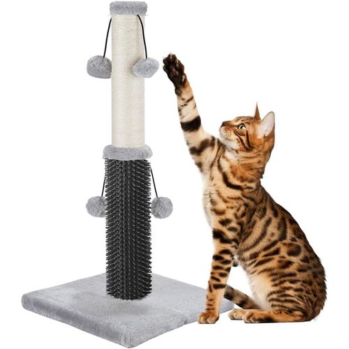 Fchhk-Arbre À Chat De 51 Cm De Haut Avec Griffoirs En Sisal, 4 Balles Suspendues Et Brosse D'auto-Massage ¿ Grattoir Vertical Pour Chats Et Chatons D'intérieur