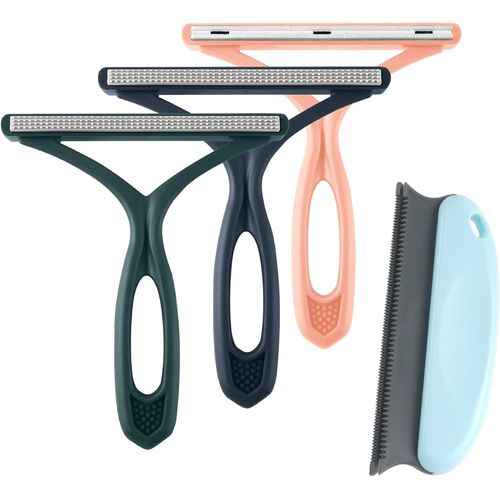 SUBZONAL-Brosse Animaux Manuel Anti Poil 4 Pieces Poils Rasoirs Anti Bouloches Portable Ramasse Lint Remover Rasoir Manuel Chat Chien Tapis Brosse pour Poils d'animaux Domestiques VêTements Canapé