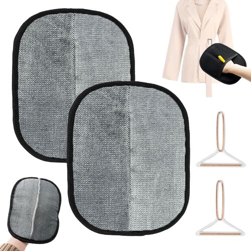 2 Pet Grooming Gloves + 2 Anti-Hair Scrapers-Reusable Anti-Static Gloves For Pet Hair Removal Clothes And Furniture