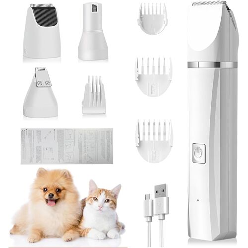 Tondeuse 4 En 1 Pour Pattes De Chien Avec Coupe-Pattes Et Meuleuse À Ongles Pour Chiens, Chats Et Petits Animaux De Compagnie Pour Couper Les Poils Autour Des Pattes, Des Yeux, Des Oreilles