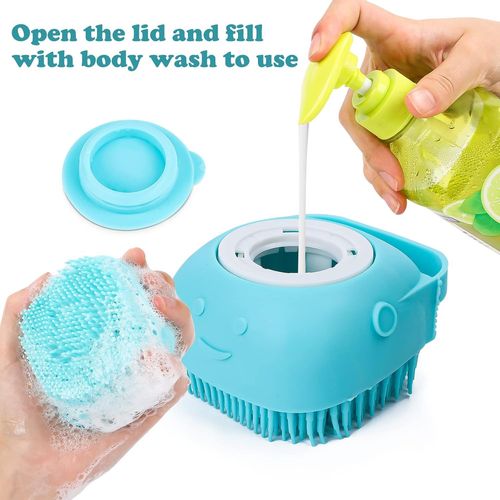 Silicone Bath Brush For Dogs And Cats With Shampoo Storage